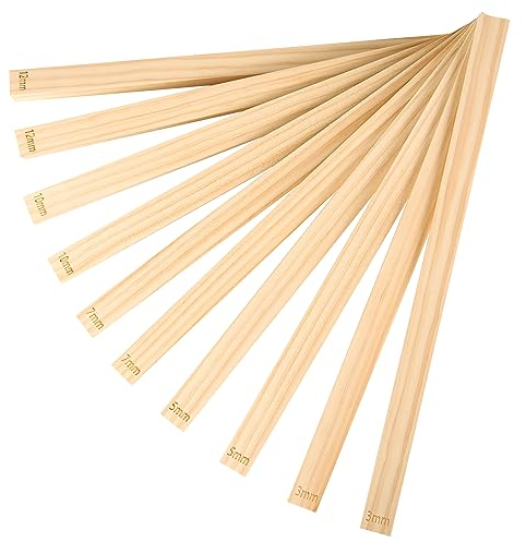10pz Guide per Mattarello, Strumenti di Argilla in Legno di 5 Misure Bastoncini Guide per Mattarello Guide per Mattarello in Legno per Utensili per lo Spessore dell'Argilla Polimerica in Ceramic