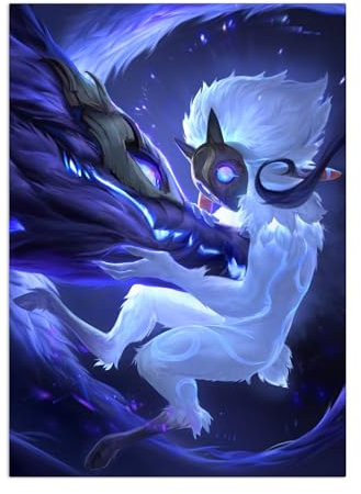 Displate Offiziell League of Legends MetallPoster Magnetische Befestigung Inklusive Lizenziert Bilder Hochwertiges Poster League of Legends Champions - The Eternal Hunters v 45 cm x 32 cm