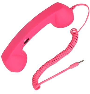 Sxhlseller Retro-3,5-mm-Telefonhörer, Strahlungssicherer Handy-Empfänger, Mikrofon-Mikrofon-Lautsprecher, Vintage-Telefonhörer für Mobiltelefone, Smartphones, mit USB C (Pinks)