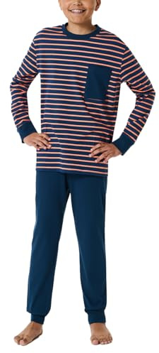 Schiesser Jungen Schlafanzug Set lang - 100% Organic Bio Baumwolle - Größe 140 bis 176, orange_181996, 164