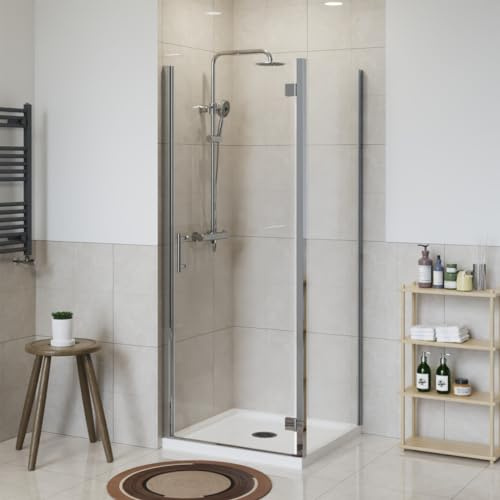 NRG 700x700mm Hinged Shower Enclosure Chrome Framed Cubicle Screen Door | with Side Panel, Space Saving Shower Room, Waterproof, Wet Room, Easy to install, Bathroom