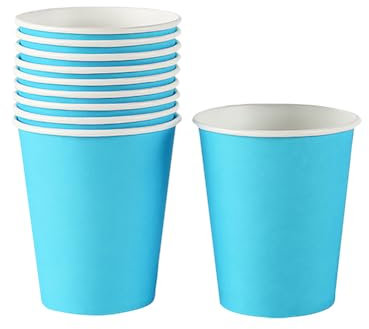 JIHUOO 100 Pcs Modern Blue Paper Disposable Drinking Cup, 7.5 x 8.6cm, Perfect for Home, Parties, BBQs