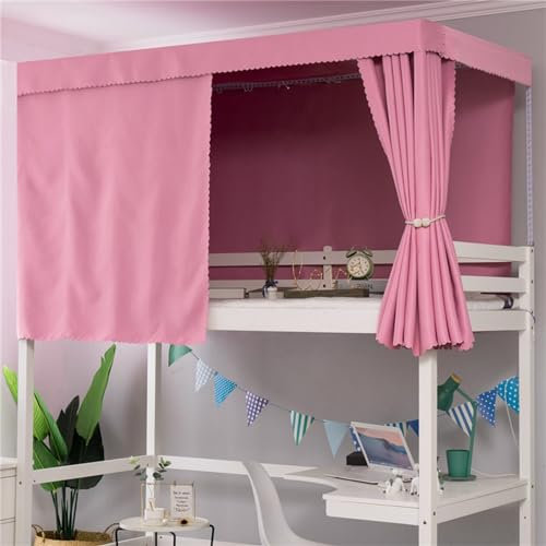 Treer Bettvorhang Hochbett Etagenbett, Blackout Vorhänge Staubdicht Betthimmel Hochbett Etagenbett Kinder Bettzelt Schlafsaal Bettvorhänge für Studentenwohnmein Kinderzimmer (Rosa,1.5x2M)