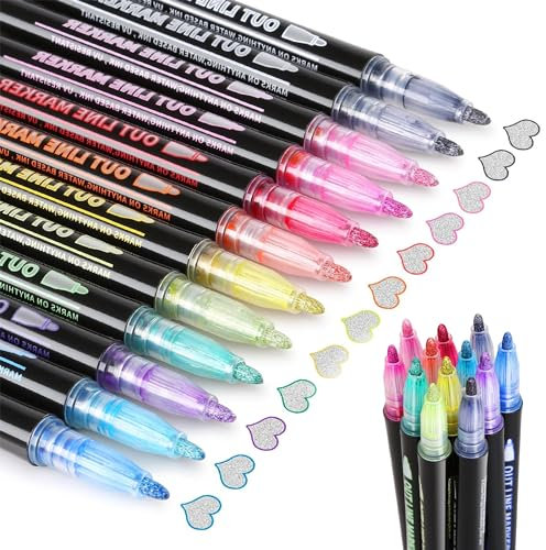IBRIQO Glitzer-Marker, 12 Farben, originelle Geschenke für Mädchen, 4 – 15 Jahre, metallische Zauberstifte für Lettering, Malen, Mandalas, Scrapbooking, Bastelarbeiten für Kinder