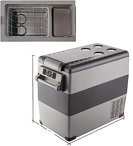 KOROBIE Actualizar 35L 45L 55L Compresor portátil de Doble Zona Coche Camping Nevera Coche Refrigerador Congelador Vehículo Camión RV Barco Utilizado en Varios escenarios de Uso.(Size:Gray 55L)