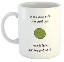 Kiribou Cadeau Déclaration Grossesse Mug « Je suis aussi petit qu'un petit pois… mais je t'aime déjà Tata
