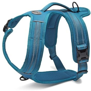 Record Hundegeschirr Action Alpi aus gewebtem Nylon mit 3M ScotchLite-Reflektorbandern | Farbe Blau, Größe S, Umfang 48-57 cm
