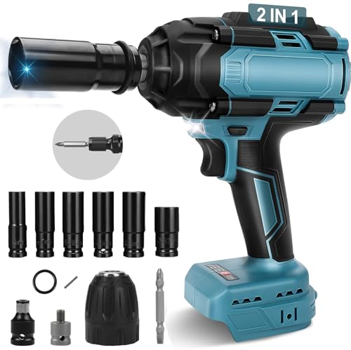 900N.M Akku-Drehschlagschrauber für Makita Batterien 18V, 1/2 Zoll Elektro-Schlagschrauber, Bürstenloser Akkuschrauber (Ohne Akku und Ladegerät)