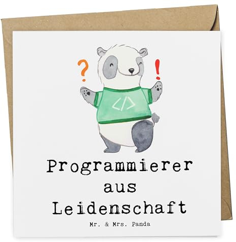 Mr. & Mrs. Panda Deluxe Karte Programmierer Leidenschaft - Geschenk, Grußkarte, Rente, Geburtstagskarte, Computerfachmann, Arbeitskollege, Nerd,