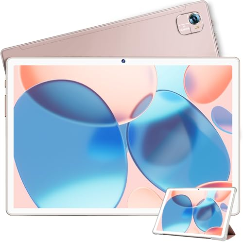 FACETEL Neueste Android Tablet 10 Zoll Mit Octa-Core Ultraschnell PC | 14GB RAM + 128GB ROM (TF 1TB) | 2.4G+5G WiFi | 8000mAh | GPS | FHD | 5MP+8MP | 1280 * 800 | Bluetooth 5.0 |,Tablet mit Case,Gold