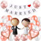 HCRXVV Hochzeitsdeko Ballons Deko Just Married Girlande,29 Stück Rosegold Hochzeit Dekoration Luftballon Brautpaar figuren Folienballon Braut Bräutigam Just Married Banner Helium Luftballon Hochzeit