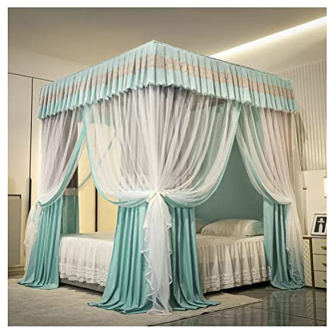 Doppelbett Deluxe Betthimmel Moskitonetz, Mädchen Prinzessin Zimmer Einzel Doppelbett Romantisch dekoriert Bettvorhang, mit Halterung