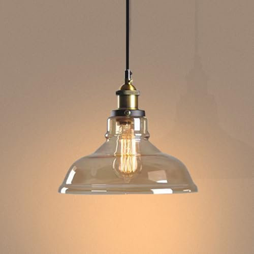 LIGKIN Lámpara Colgante Industrial Vintage E27 Lámpara de Techo Pantalla de Cristal Iluminación de Techo Lámpara Suspendida para Dormitorio Sala de Estar Restaurant