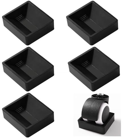 VooGenzek 5 Stücke 5 * 5.8 cm Gummi Möbelrollen Auflage, Anti-Rutsch-Pads für Möbelrollen, rutschfeste Füße Protector Pad, für Böden Möbelräder Geeignet, Schwarz