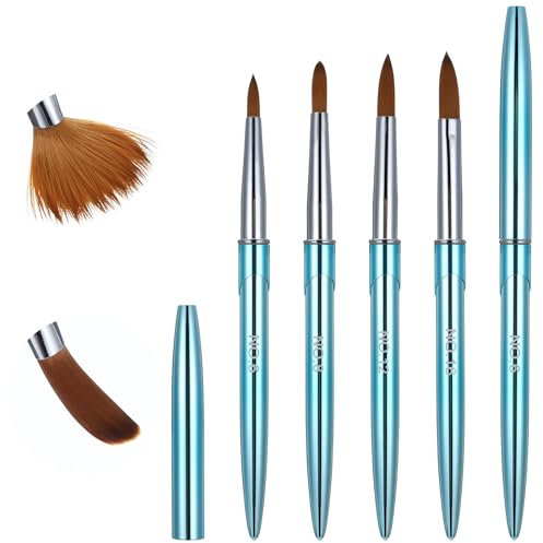 Thinp 4 Pc Acrylic Nail Brush Set, Sizes 6/8/12/16, Professional Powder Brushes with Cap