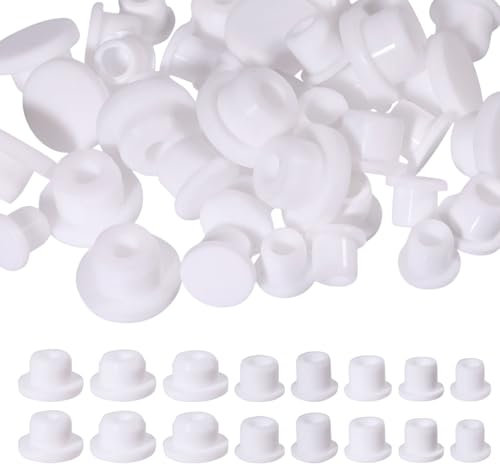GLOBLELAND 40 tapones de silicona para salero y pimentero de 8 tamaños, tapones reemplazables para botellas, tapones blancos planos redondos para macetas y botellas