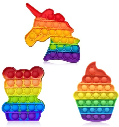 Pop Bubble, Pop It Spielzeug, Sensorisches Silikon Popper Spielzeug Bär Eiscreme, Antistress Angst Relief Autismus Popit Spielzeug für Kinder und Erwachsene(3 Stück)