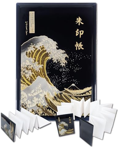 Btale Japanisches Goshuincho Stempelbuch - Japan Reise-Essentials 2026 - Authentisches handgefertigtes Hardcover-Notizbuch für Tempel- & Schrein-Stempel, Journal & Andenken-Geschenk (Namiura Schwarz