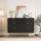 UEV Kommode mit 6 Schubladen Schrank Holz mit Kippsicherung Metallfuß Highboard Sideboard Schmal kommode Beistellschrank für Wohnzimmer Schlafzimmer,Flur 100x34x73,5cm schwarz