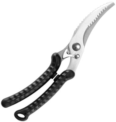 Poultry Shears – Heavy Duty Kitchen Shears with Safety Lock – Sharp Kitchen Scissors with Spring-Loaded Handle – Stainless Steel, One-Piece Design, Non-Slip Grip, Gift Boxed