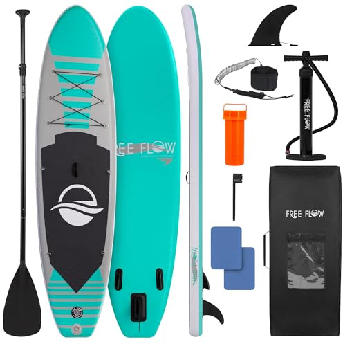 SereneLife Stand Up Paddle Gonflable Adulte 6” – Planche de Paddle avec Accessoires Sup, Sac de Transport, Pont Antidérapant, pour Mer, Lac, Rivière