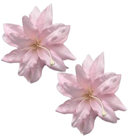 2Pcs Pink Artificial Lily Flower Hair Clips Floral Shaped Barrettes Flowers Hairpins Headdress Headwears Hair Accessories for Wedding Beach Party