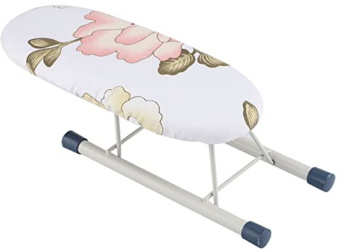 Riuulity Mini Planche à Repasser, Manchette à Manches en Fer, Collier, Table de Manutention D'ouverture des Jambes pour Les Voyages à Domicile, Support Stable avec Couvercle (Pivoine)