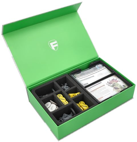 Feldherr Magnetbox grün kompatibel mit Warhammer Age of Sigmar - 1 Kartentray für Schriftrollenkarten (Warscroll Cards) im 70 x 121 mm Format + Schaumstoffeinlage für Miniaturen + Zubehör