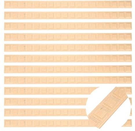 sourcing map 12 molduras decorativas de madera de 15.75 pulgadas, molduras de muebles de madera 3D sin terminar para manualidades, hogar, pared, armario, estante, ventana y puerta (rejilla, 25 mm)