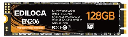 Ediloca Disque Dur Interne EN206 128 Go 3D NAND M.2 SSD, M.2 2280 SATA III 6 Go/s SSD, Vitesse de Lecture/écriture jusqu'à 550/460 Mo/s, Compatible avec Ultrabooks, tablettes et Mini PC