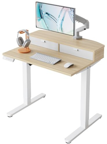HUANUO Höhenverstellbarer Schreibtisch 80x53 cm mit Schubladen
