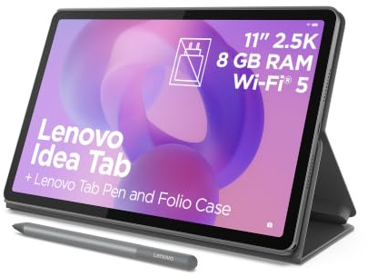 Lenovo Idea Tab | Display 11 2.5K (2560x1600) | 90Hz | Processor MediaTek Dimensity 6300 | RAM 8GB | Storage 256GB | WiFi 5 | Android 15 | Tab Pen + Folio Case included | Luna Grey