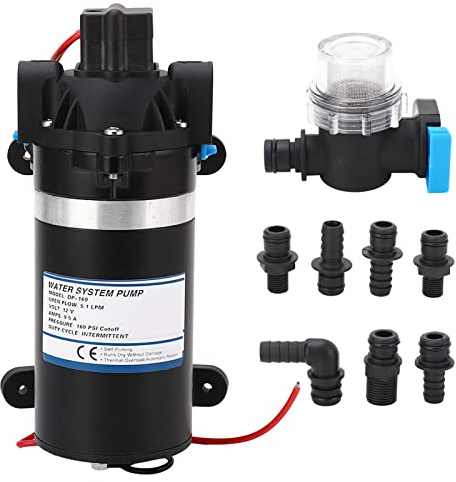 Bomba de agua de diafragma PolyGen 12 V CC 160 PSI 5,1 LPM, bomba elevadora de presión de agua autocebante para camiones, equipos industriales, barcos y autocaravanas
