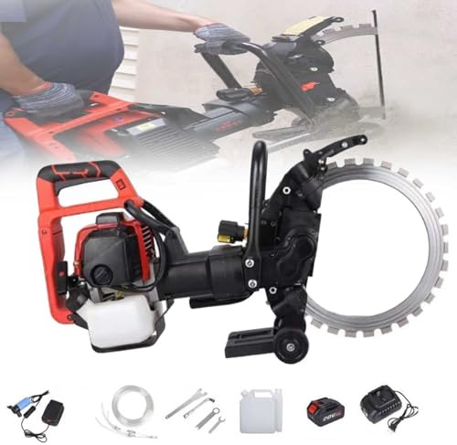 16-Inch Cordless Gasoline Ring Saw, Diamond Blade, 12-Inch Cutting Depth, Portable for Concrete, Brick, Granite, Includes Water Pump Kit and Tools