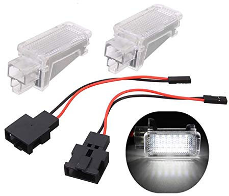 GOFORJUMP 2Pcs 12V Car LED Courtesy Door Projector Light For A/udi A3 A4 A6 V/W S/koda Foot Nest Lights Ghost Shadow Light Lamp 6500K White