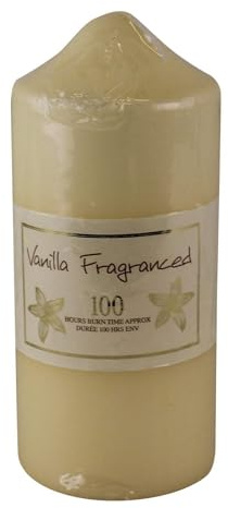 100 Hour Burn Time Pillar Candle, Vanilla Fragrance