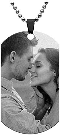 JSDDE Schmuck Personalized Gravur Edelstahl Dog Tag Anhänger mit Fotogravur Textgravur Kalendergravur Memorial Erkennungsmarke Anhänger Kette Geschenk für Souvenir Valentinstag (Stil 6)