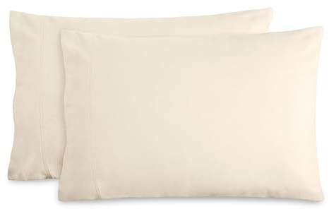 Bare Home Flannel Standard Pillowcases Set of 2-100% Cotton - Velvety Soft & Cozy - Double Brushed Heavyweight Flannel Pillowcases (Standard Pillowcase Set of 2, Sand)