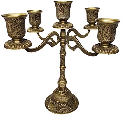 Tubayia Vintage Metall Kerzenhalter Kerzenleuchter Kandelaber Dekoration für Hochzeit Weihnachten Party (Bronze,5-armig)