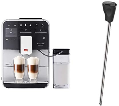 Melitta Caffeo Barista T Smart F831-101, Kaffeevollautomat, Smartphone-Steuerung mit Connect App, One Touch Funktion, Silber + Milchlanze für Kaffeevollautomaten, Edelstahl, Schwarz