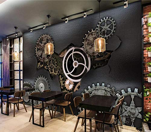 Papier Peint Panoramique Engrenage En Fer Usé Par Le Vent Industriel Papier Peint Intissé 3D Tapisserie Poster Murale Décoration Chambre Salon -LIWALLPAPER- 400cmx280cm