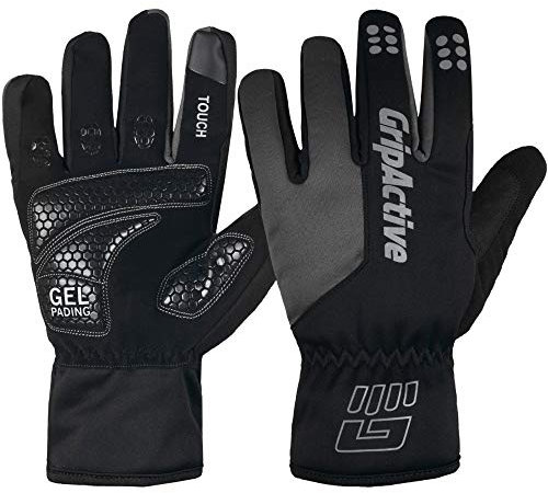 Grip Active Winter-Fahrradhandschuhe, wasserdicht, Winddicht, BMX, rutschfest, mit reflektierendem Aufkleber (S, Grey/Black)