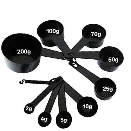 Hotaden 10Pcs/Set Black Color Measuring Cups And Measuring Spoon Scoop Silicone Handle Kitchen Measuring Tool