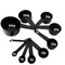 Hotaden 10Pcs/Set Black Color Measuring Cups And Measuring Spoon Scoop Silicone Handle Kitchen Measuring Tool
