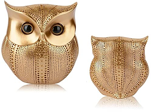 BYMYHO deko Eule skulptur eulen Figuren eulenfigur Dekoration Wohnzimmer Gold Farbe modern Eule Figur klein Geschenke Weihnachten