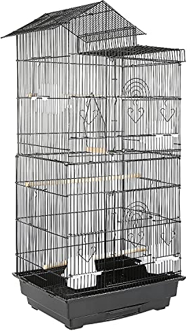 HUOLE Volière,Cages à Oiseaux,Grande Cage à Oiseaux Volière Extérieur pour Perroquet/Perruche/Canari/Parakeet/Calopsitte élégante/Pinson,46 * 35.5 * 99cm