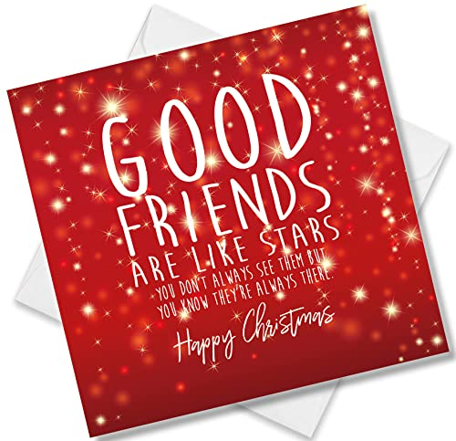 Punkcards - Weihnachtskarte für Freunde – Good Friends are like stars – Weihnachten für Freunde – Weihnachtskarten für die beste Freundin – Weihnachtskarten für ihre Freundschaft