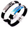 SHAMO Herren Jungen Titanstahl Silikon Armband Mode Schmuck Schwarz Silber und Blau Kreuz Armband，Arm Kette (2 Stück)