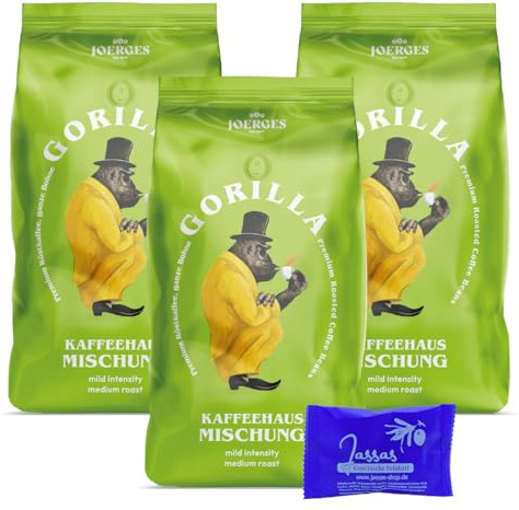 Gorilla Kaffeehaus Mischung 3x 1000g Joerges + Jassas Gebäck | Gorilla Kaffee | Gorilla Kaffeehausmischung