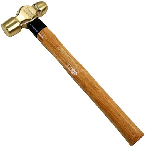 WEDO Martello rotondo da ottone 900g(2 lb),Martello Penna a Sfera,legno Palla Pein Hammer,lunghezza 365mm,Martello A Penna Tonda,strumento hardware martello domestico